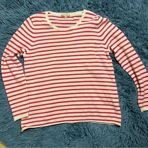 Kier + J Striped Red Cashmere Sweater